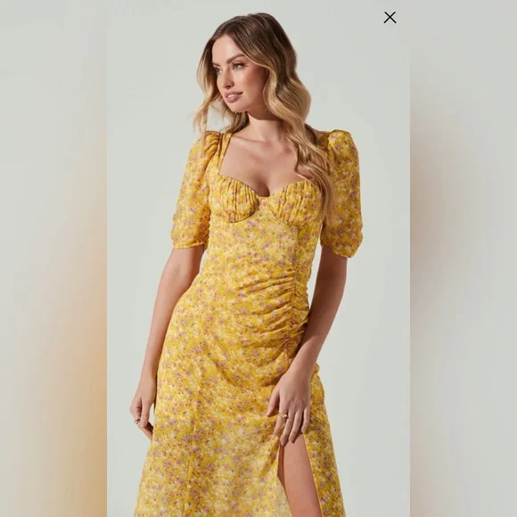 Astr Dresses Astr The Label Floral Front Slit Midi Dress Nwt